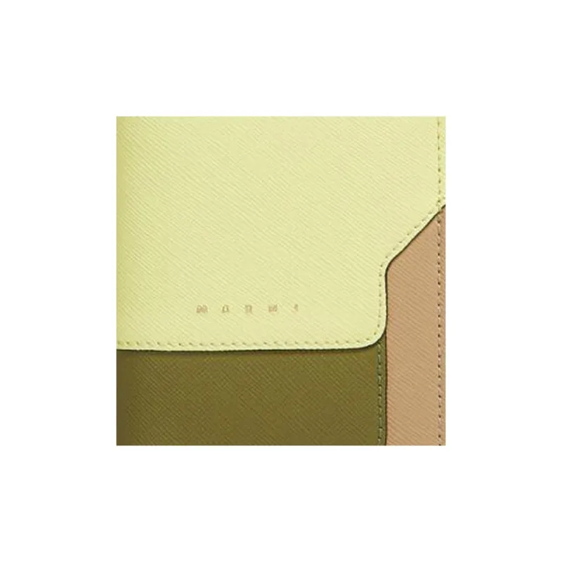 MARNI Calfskin Wallet Women's Yellow Green & Beige-5