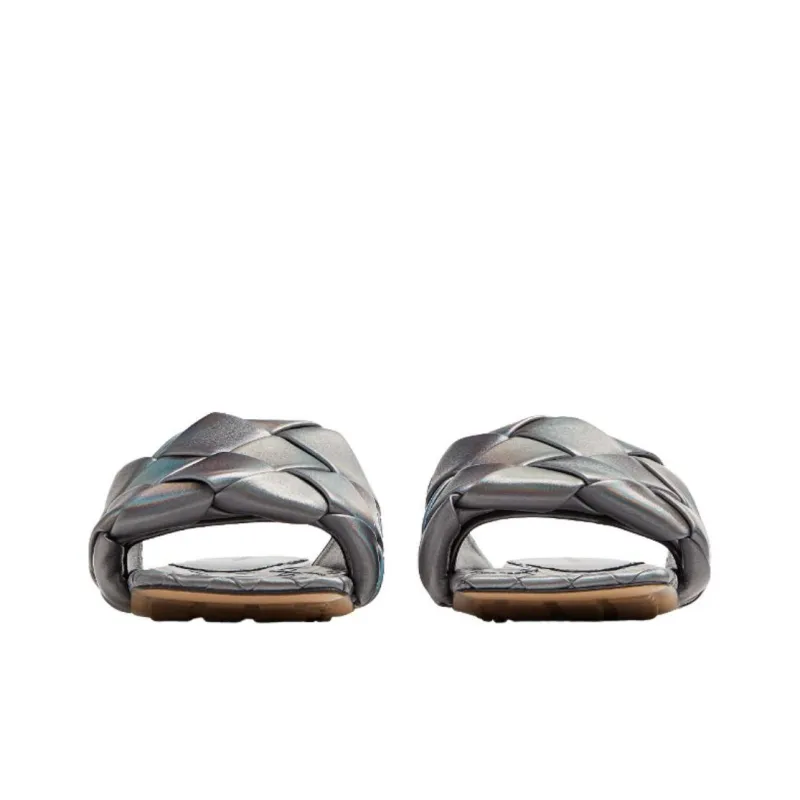 Bottega Veneta Lido Quick Dry Slide Slippers Women's Gray Blue-2