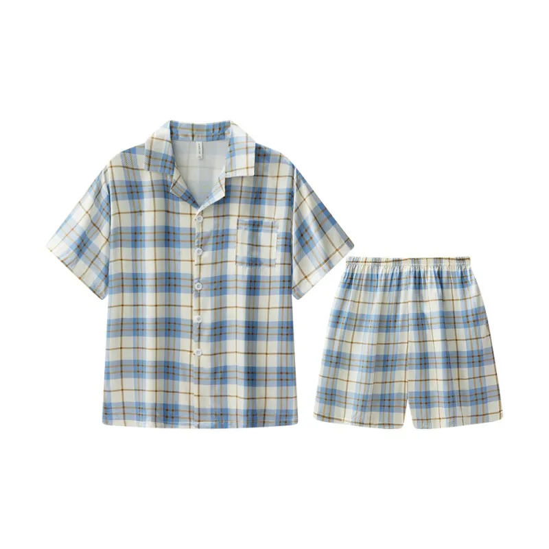 William Pajama Set Men's Plaid Blue-0