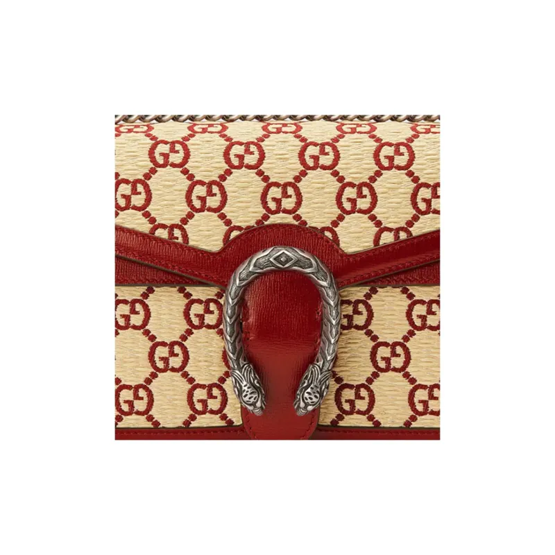GUCCI Dionysus Leather Crossbody Bag Trumpets Women's Burgundy/Beige/Yellow/Color Block-8