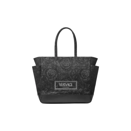 VERSACE Nylon With Cotton Tote Bag, Shopping Bag, Diaper Pail Bag, Handbag Unisex Black