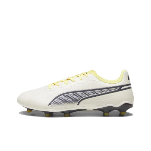 PUMA King Soccer Shoes Unisex Low-Top Beige/Black Yellow