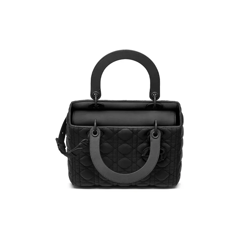 DIOR Lady Dior Matte Cow Leather Lady Dior Bag Portable One Shoulder Crossbody Clutch Medium Size Women's Black-2