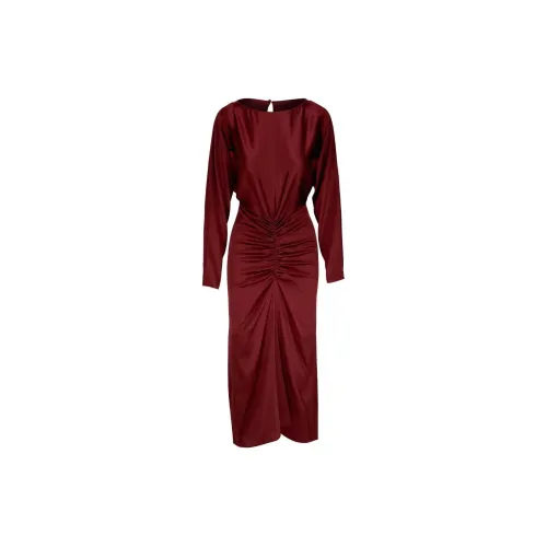 VERONICA BEARD Sabi Ruched Satin Midi Dress