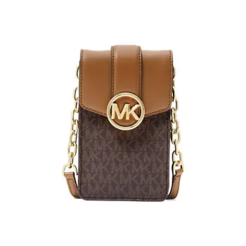 MICHAEL KORS Carmen Polyester Canvas Card Holder Chain Bag With Cell Phone Pouch Regular Women's Brown