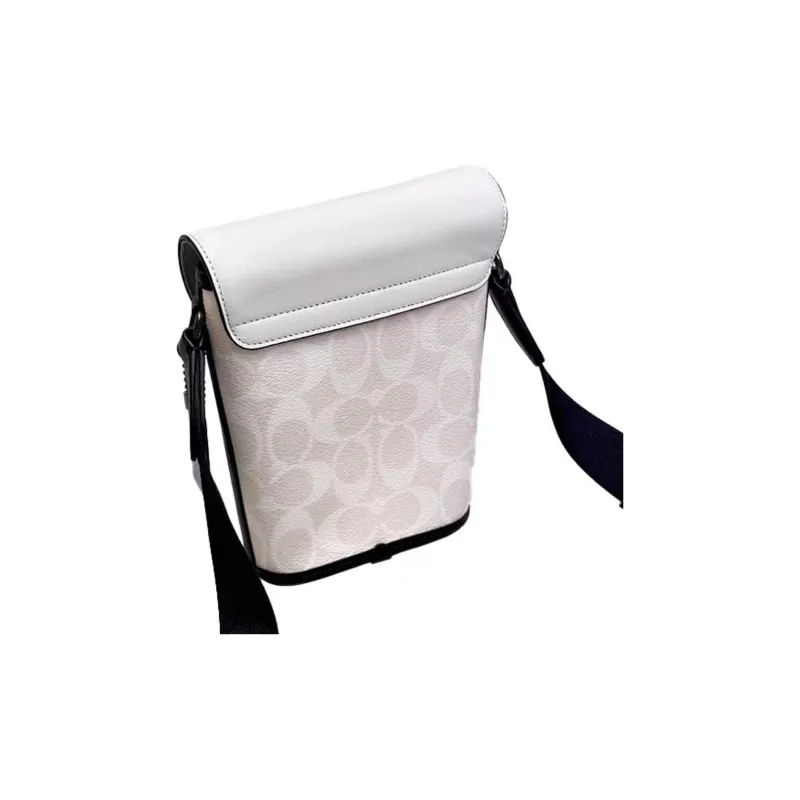 COACH Track Cow Leather Messenger Bag Shoulder Bag Crossbody Bag Small Size Men's White-2