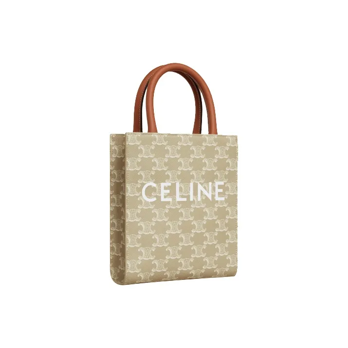 CELINE Cabas Cow Leather Shoulder Bag Crossbody Bag Handbag Mini Women's Greige-1