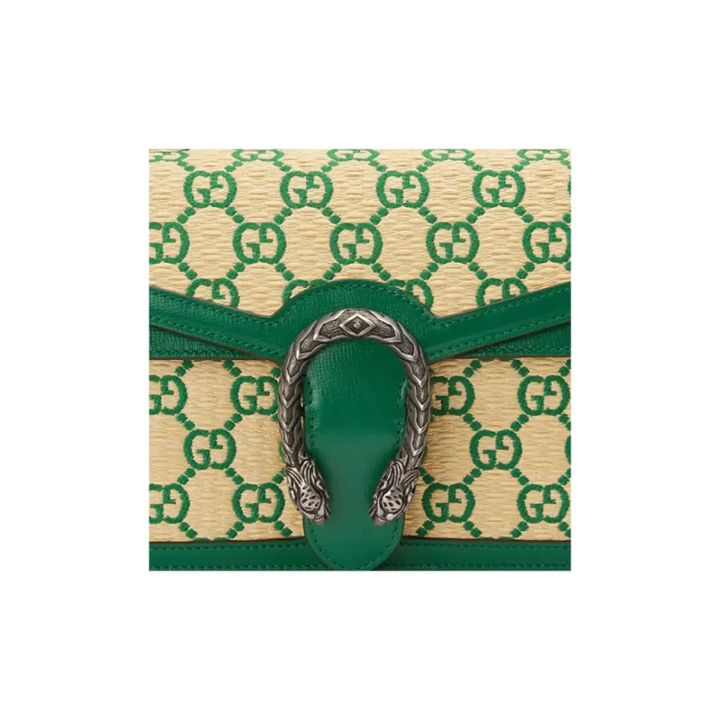 GUCCI Dionysus Leather Shoulder Bag Crossbody Bag Small Size Women's Emerald Green/Apricot Cream-7