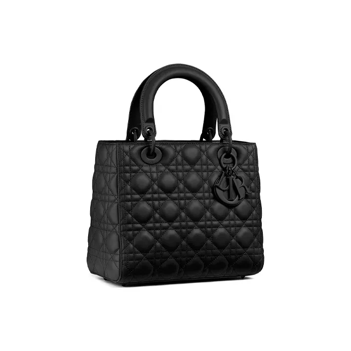 DIOR Lady Dior Matte Cow Leather Lady Dior Bag Portable One Shoulder Crossbody Clutch Medium Size Women's Black-1