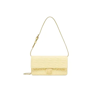 FENDI Baguette Sheepskin Wallet, Crossbody Bag, Shoulder Bag Women's Yellow