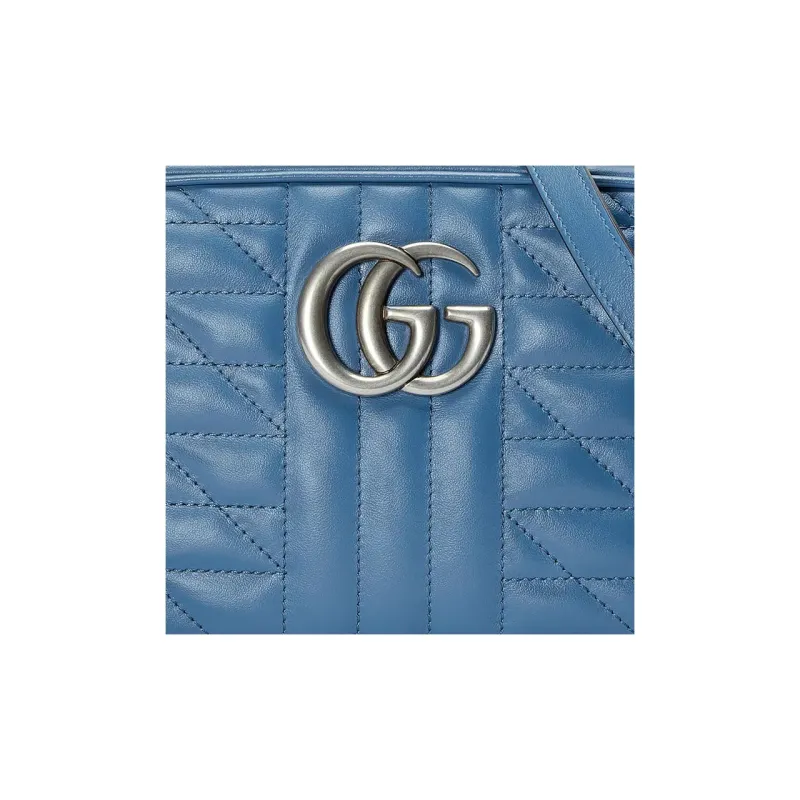 GUCCI GG Marmont Leather Camera Bag, Shoulder Bag, Crossbody Bag Women's Blue-8