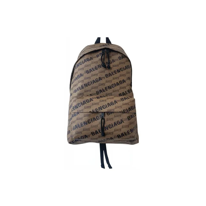 Balenciaga Cotton Backpack Large Size Men's Beige Brown-1