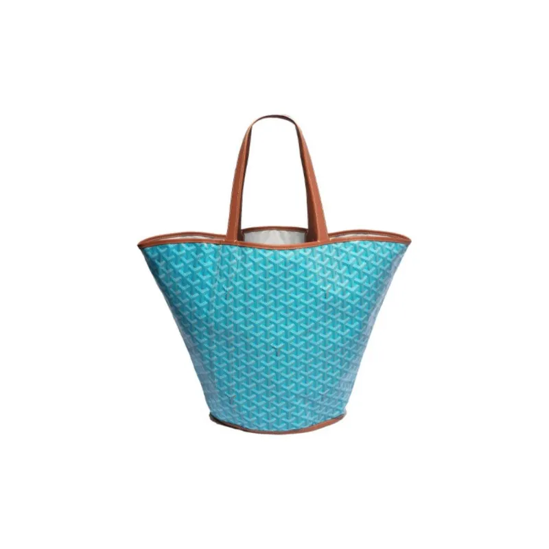 GOYARD Belharra Cotton Cow Leather Tote One Shoulder Handbag Women's Turquoise-4