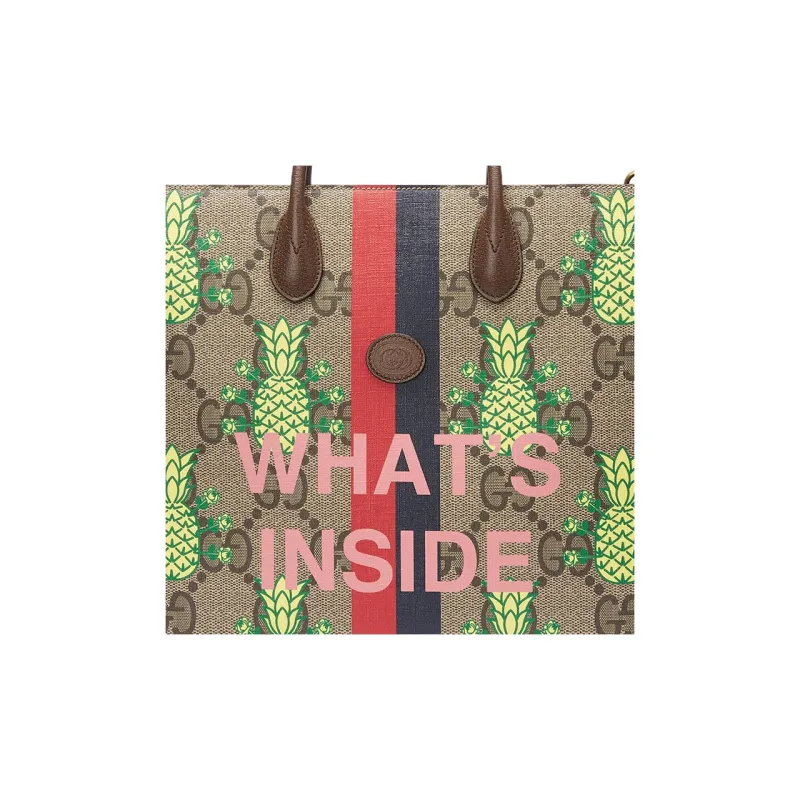 GUCCI Pineapple Supreme Canvas Handbag Crossbody Bag Men's Beige/Ebony-7