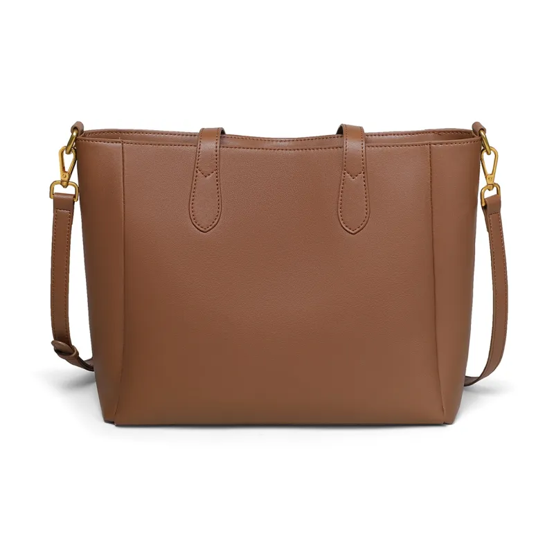 PT'SON Cow Leather Tote Bag, Shopping Bag, Portable Underarm Shoulder Bag Regular Women's Ecru/Smoke Gray-7