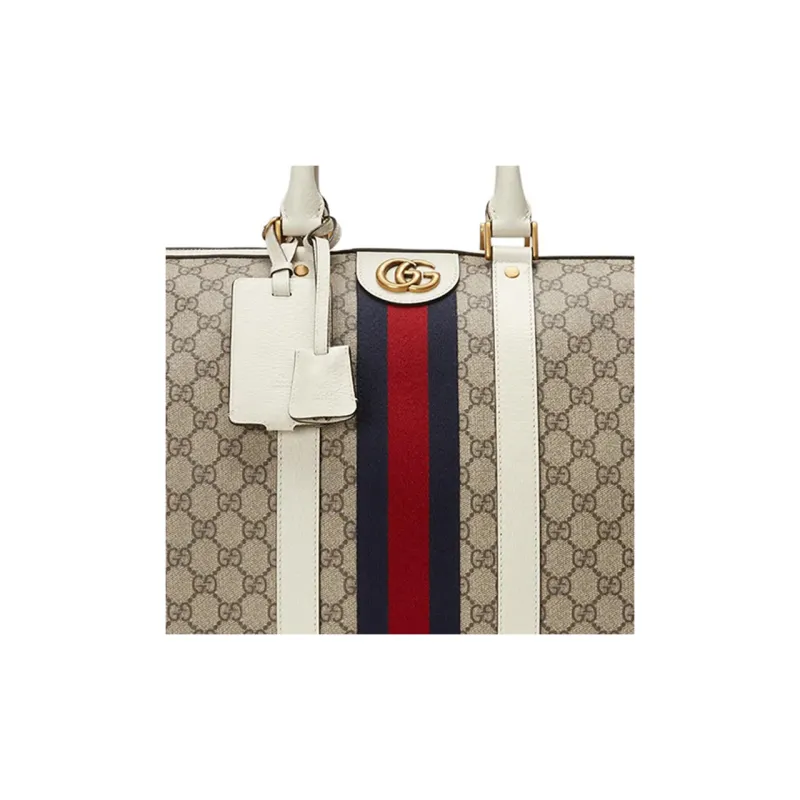 GUCCI Ophidia Canvas With Leather Travel Bags Shoulder Bag Crossbody Bag Handbag Large Size Men's Ebony & White-6