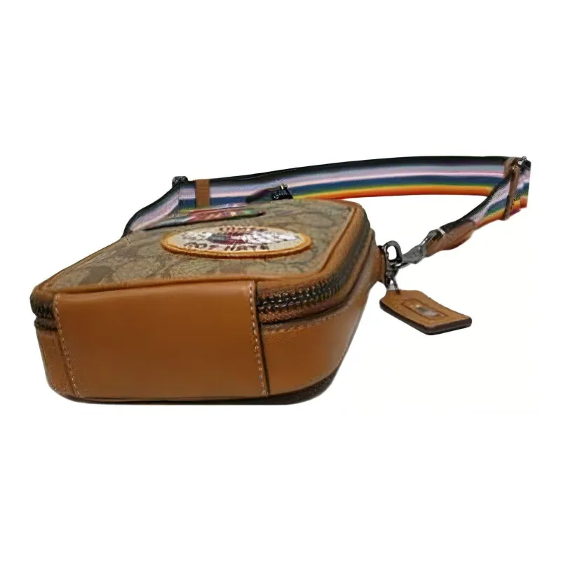 COACH Stanton Leather Cell Phone Pouch, Shoulder Bag, Crossbody Bag Men's Khaki & Brown-3