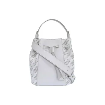 Furla Canvas With Leather Bucket Bags Shoulder Bag Crossbody Bag Unisex Gray White