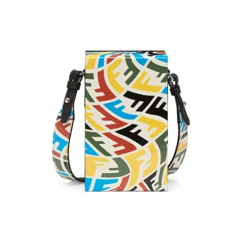 FENDI Leather Box Bag Cell Phone Pouch Shoulder Bag Crossbody Bag Small Size Unisex Multicolor