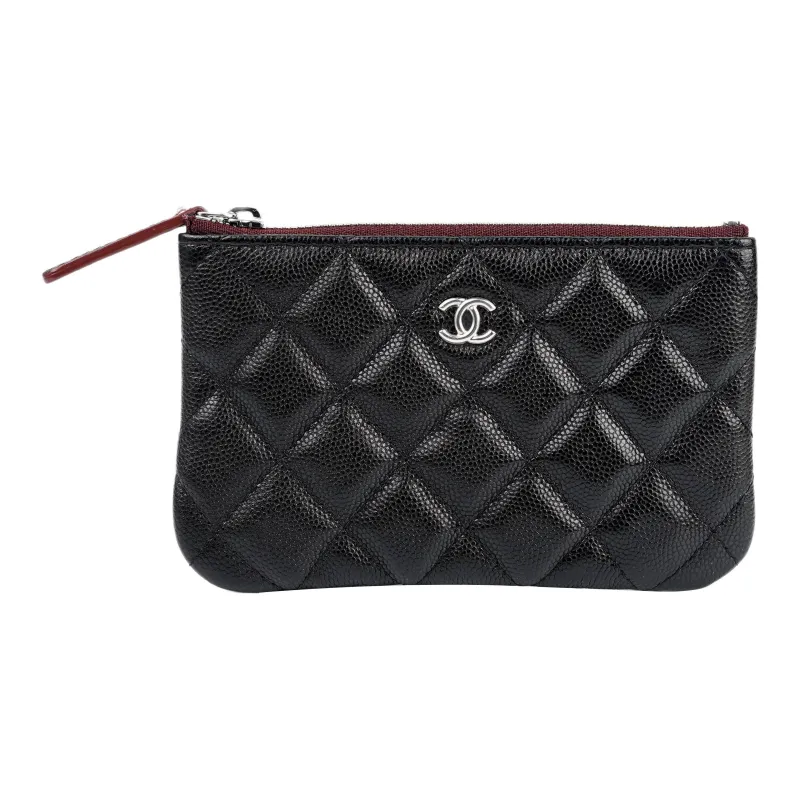 CHANEL Cow Leather Pouch Clutch Women's Black-0
