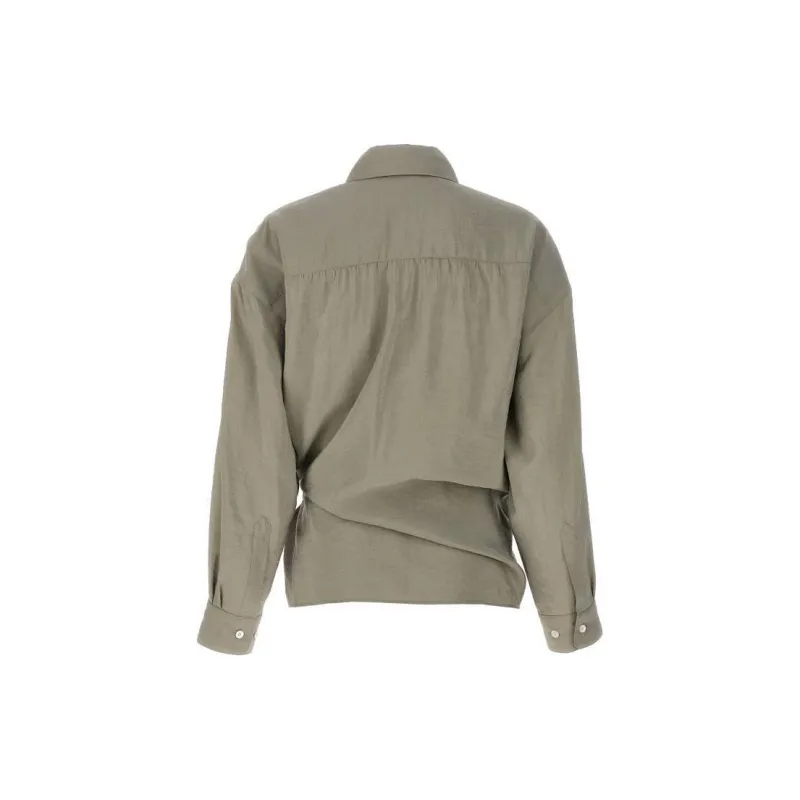 Lemaire Straight Collar Twisted Shirt 'Light Misty Grey'-1