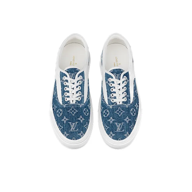 LOUIS VUITTON Trocadero Low Top Stylish Skateboarding Shoes Men's White Blue-2
