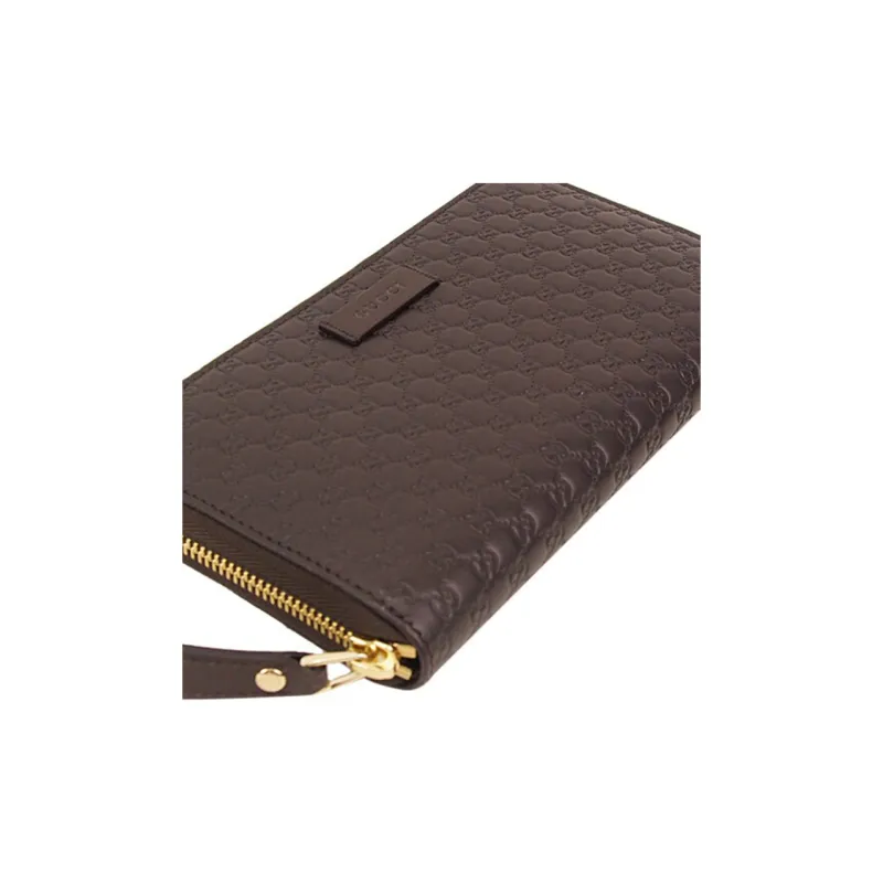 GUCCI Leather Wallet Men's Dark Brown-4