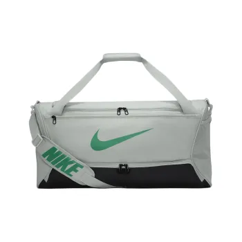 Nike Polyester One Shoulder Crossbody Handbag, Travel Bag Medium Size Unisex Light Silver & Black & Stadium Green