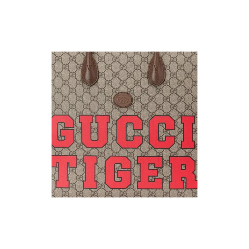 GUCCI Canvas With Leather Tote Bag Shopping Bag Shoulder Bag Crossbody Bag Handbag Unisex Ebony & Red-7