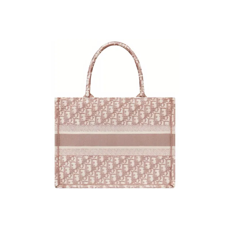 DIOR BookTote Canvas Canvas Bag Tote Bag Shopping Bag Shoulder Bag Handbag Medium Size Women's Rose Pink-2