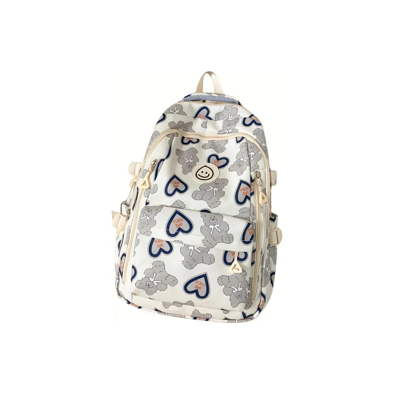 TANGCOOL Nylon Backpack Medium Size Unisex Light Purple/Light Blue/Black/Pink-14
