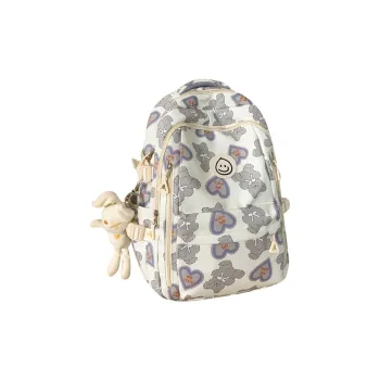 TANGCOOL Nylon Backpack Medium Size Unisex Light Purple/Light Blue/Black/Pink