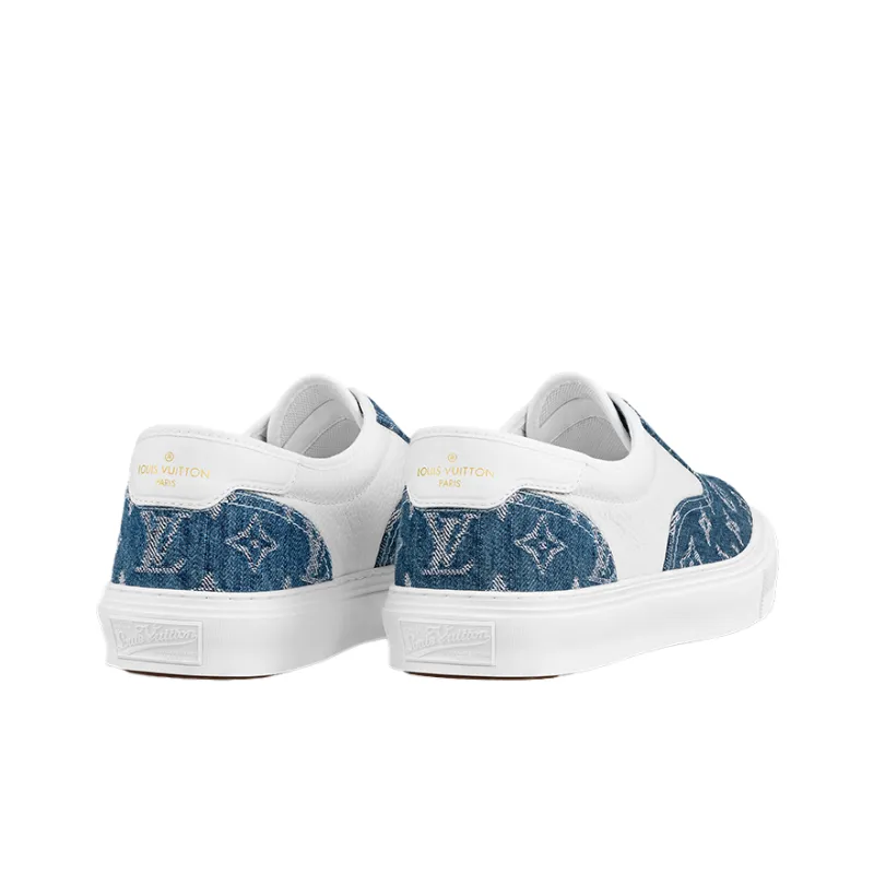 LOUIS VUITTON Trocadero Low Top Stylish Skateboarding Shoes Men's White Blue-3