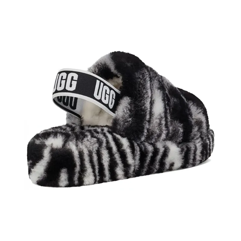UGG Fluff Yeah Zebra Slide Slipper Color 'Black White' Women's-3