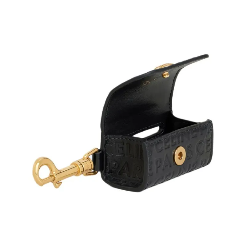 CELINE Embossed Smooth Calfskin Storage Bag Unisex Black-2
