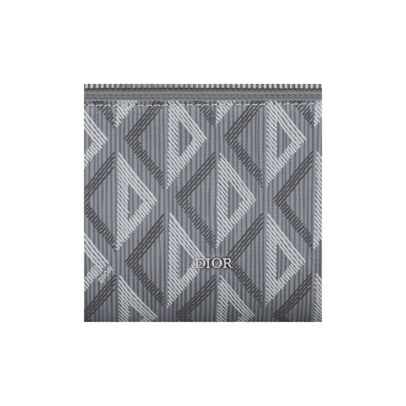 DIOR Canvas With Calfskin Toiletry Bag Men's Gray-4