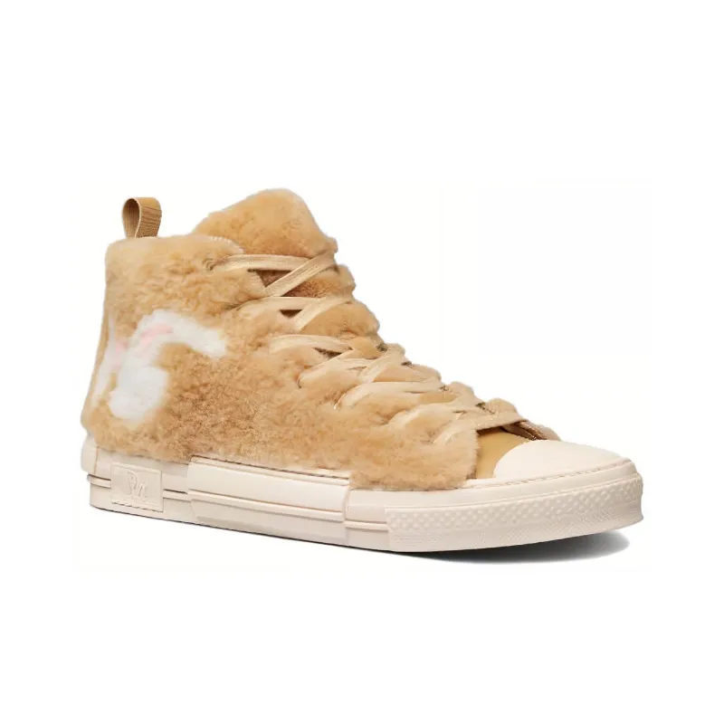 DIOR B23 High Top Erl Beige Shearling With Rabbit Motif-1
