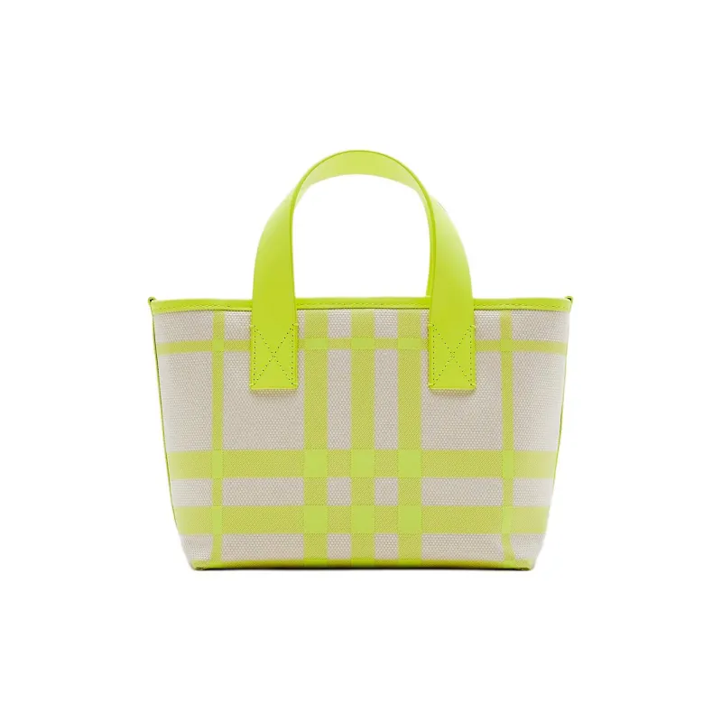 Burberry Cotton With Leather Detail Tote Bag Shopping Bag Women's Lemon-2