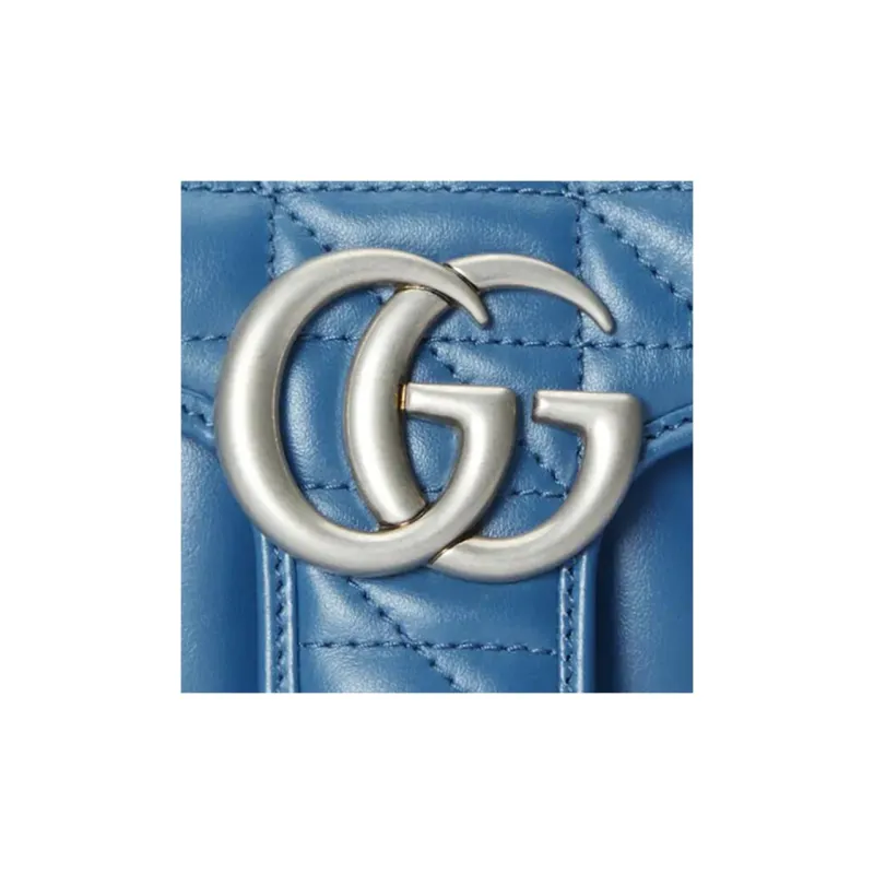 GUCCI GG Marmont Quilting Leather Crossbody Bag Shoulder Bag Women's Blue-9