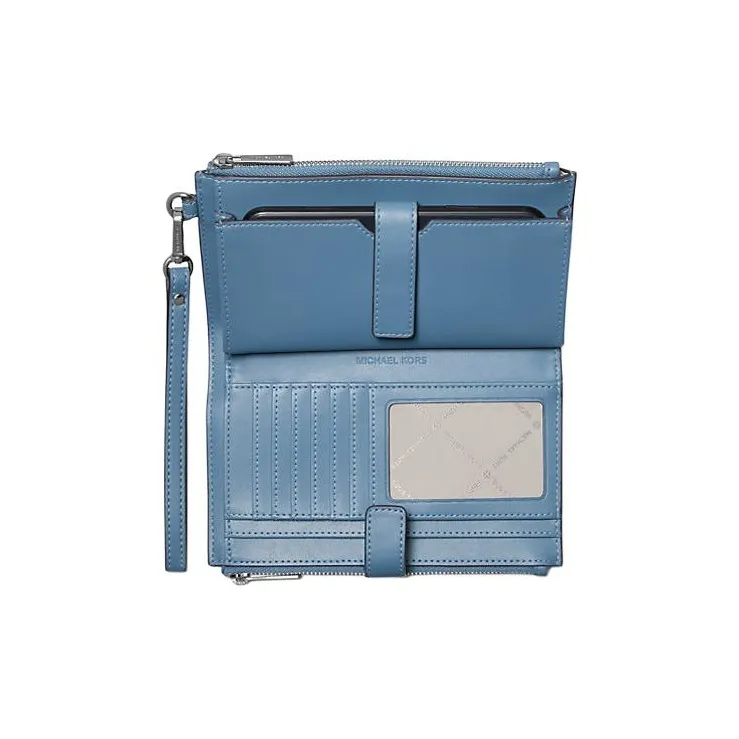 MICHAEL KORS Coated Canvas With Polyester Lining Wallet Large Size Women's Blue & White-1