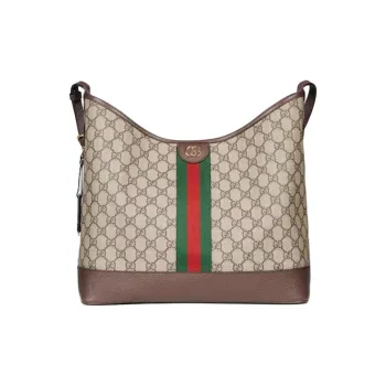 GUCCI Ophidia Leather Patchwork Bucket Bags Shoulder Bags Women's Beige & Ebony