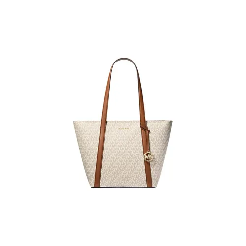 MICHAEL KORS Coated Canvas Tote 1990s Bag, Shopping Bag, Shoulder Bag, Crossbody Bag, Handbag Large Size Women's White