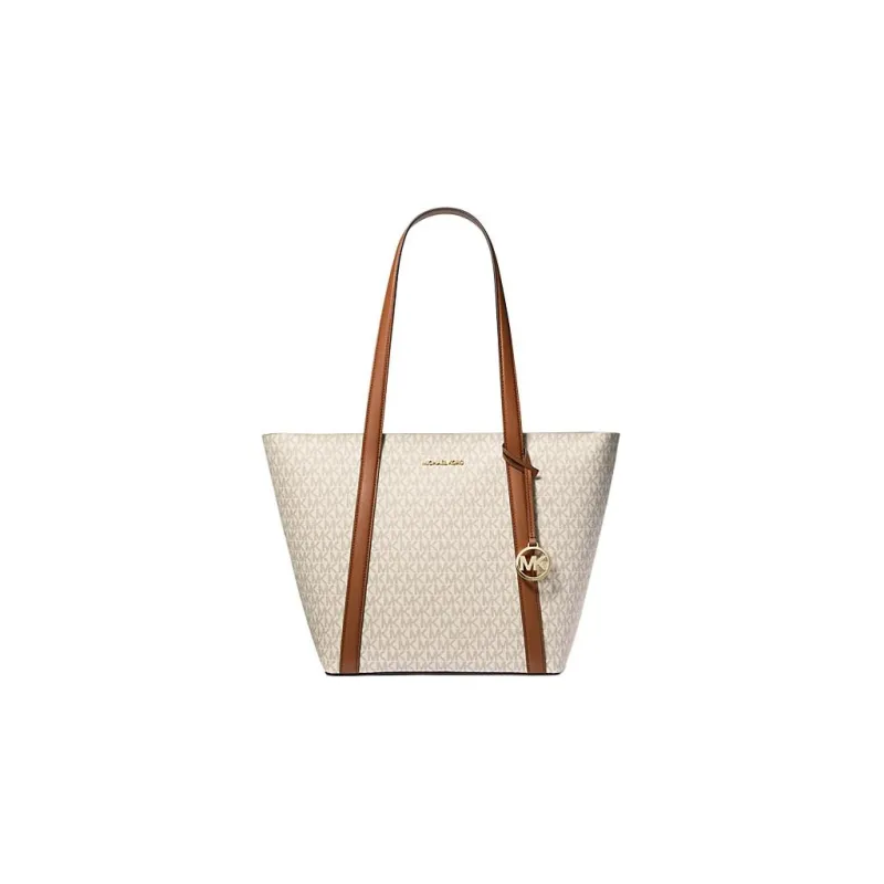 MICHAEL KORS Coated Canvas Tote Bag, Shopping Bag, Shoulder Bag, Crossbody Bag, Handbag Large Size Women's White-0