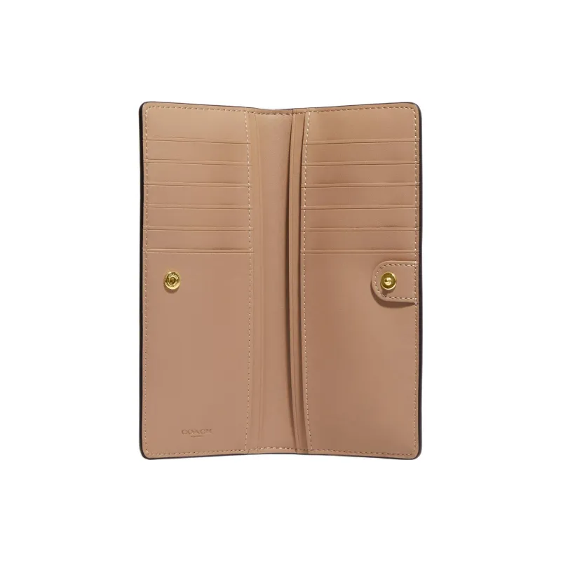 COACH Slim Wallet Coated Canvas With Smooth Leather Card Holder Wallet Women's Chalk White-1