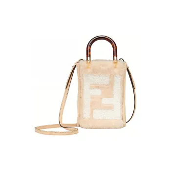 FENDI Sunshine Sheepskin Sunlight Bag Tote Bag Shopping Bag Handbag Shoulder Bag Crossbody Bag Mini Women's White/Pink