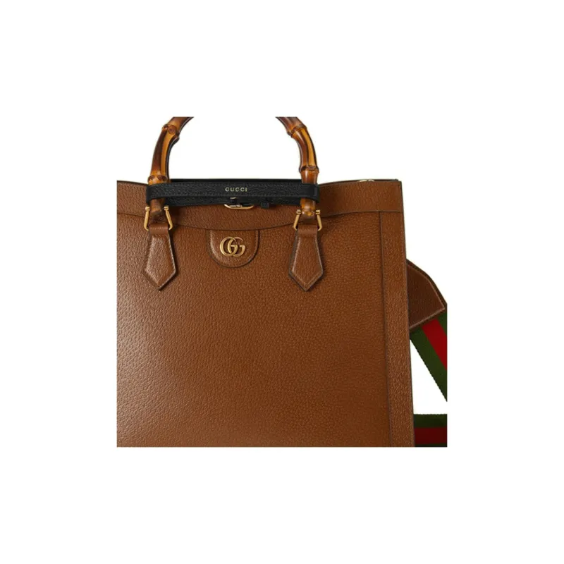 GUCCI Diana Leather One Shoulder Handbags Medium Size Unisex Brown-8