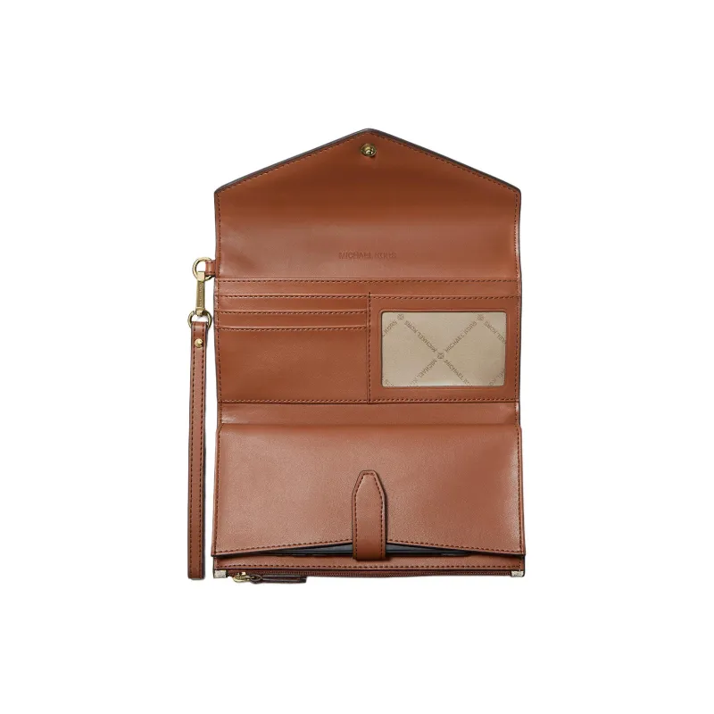 MICHAEL KORS Jet Set Canvas Clutch Wallet Large Size Women's Vanilla White & Acorn Brown-2