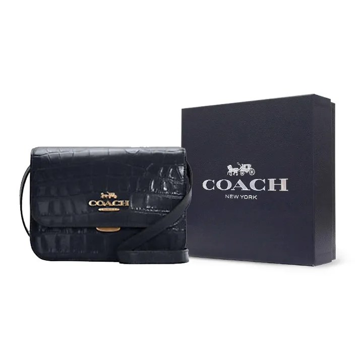 COACH Brynn Crocodile Pattern Leather Crossbody Bag Medium Size Women's Dark Blue-6