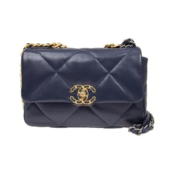CHANEL 19Bag Lambskin Flap Bag, Shoulder Bag, Crossbody Bag Women's Navy Blue