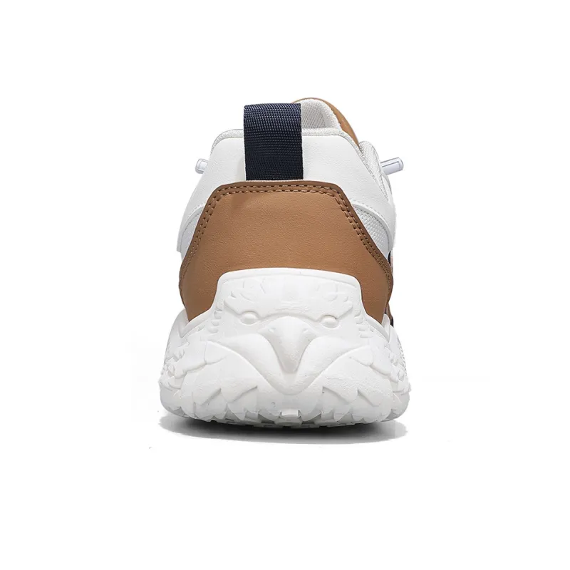 Warrior Durable Lightweight And Breathable Low Top White Sneakers No Lace Up Running Shoes Men's Beige Khaki Blue-3